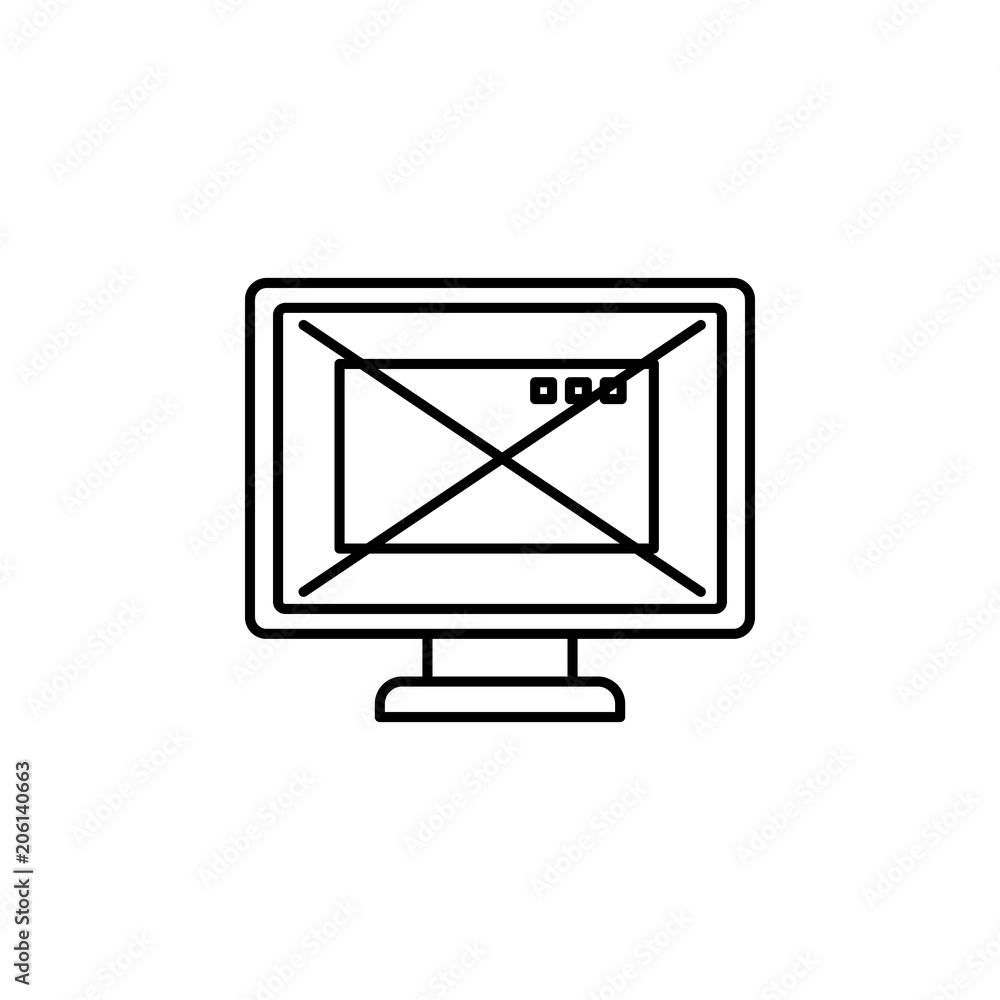 closing the browser in the monitor icon. Element of cyber security icon for mobile concept and web apps. Thin line closing the browser in the monitor icon for web and mobile on white background closing the browser in the monitor icon. Element of cyber security icon for mobile concept and web apps. Thin line closing the browser in the monitor icon for web and mobile on white background