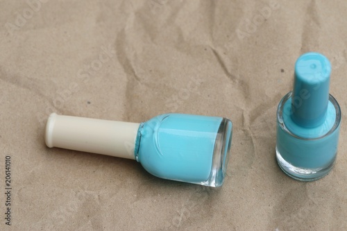 blue nail polish bottles