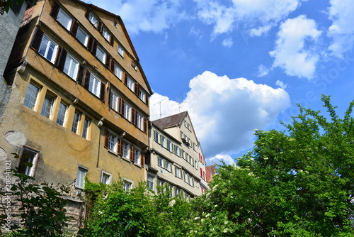 Denkmalgeschützte Architektur an der Neckarmauer in Tübingen