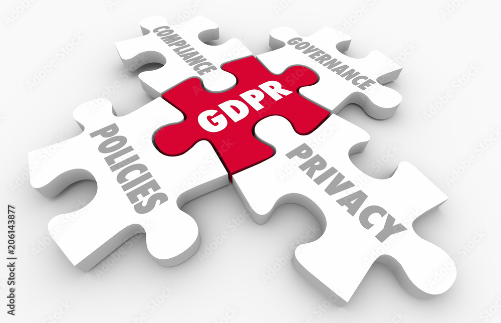 Fototapeta premium GDPR Privacy Policies Compliance Governance Puzzle 3d Illustration