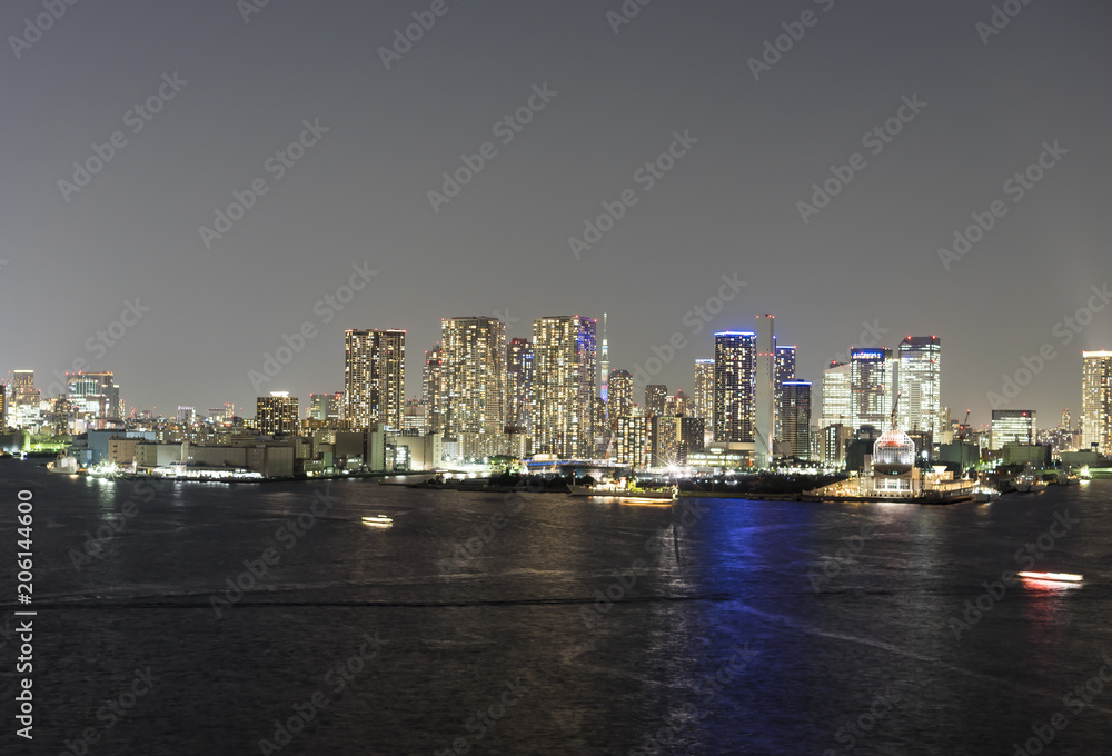 Obraz premium レインボーブリッジから望む湾岸ｴﾘｱの夜景