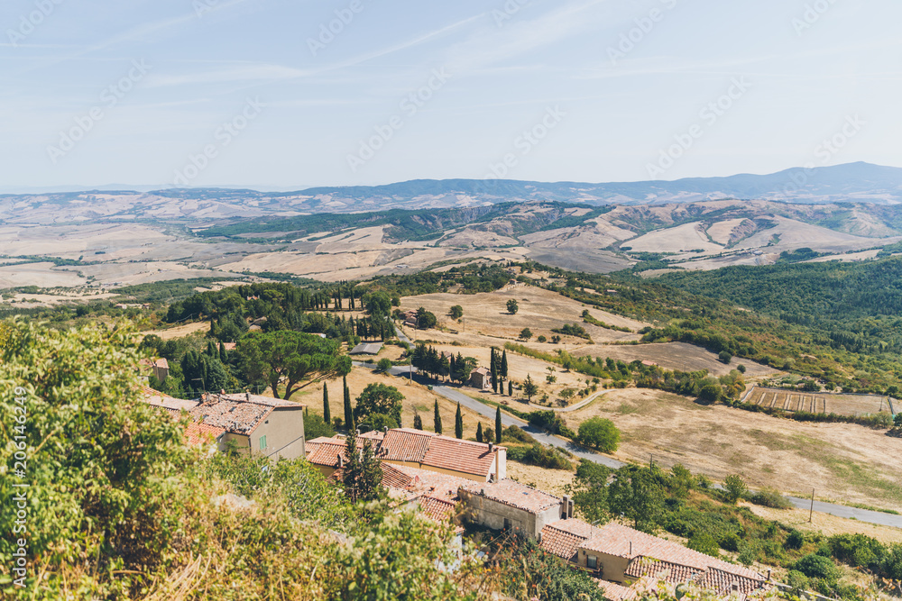 aerial view of Tuscany region in Italy