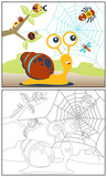 coloring book or page with little animals cartoon vector