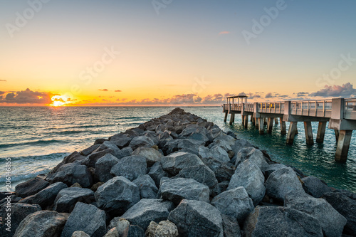 Sunrise over the Miami Beach Jetty