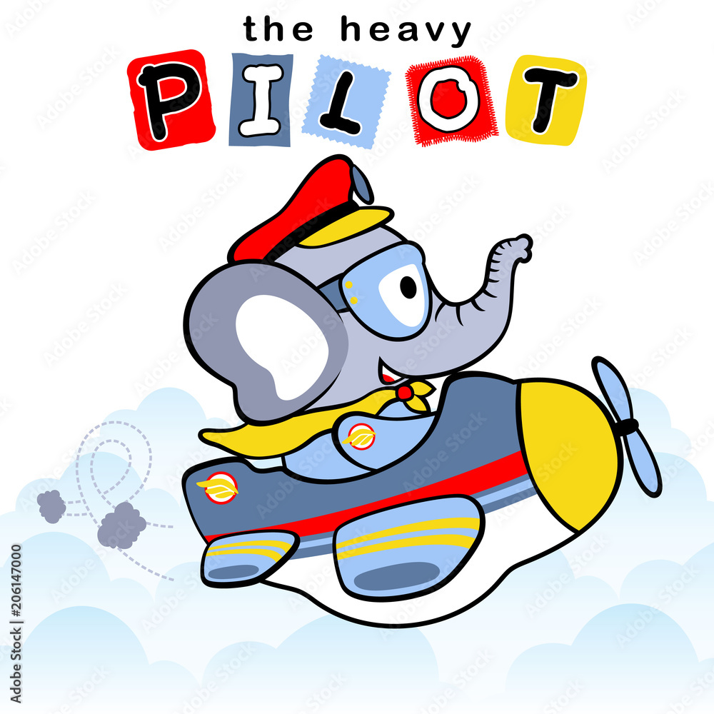 Obraz Cartoon vector of big pilot on little plane