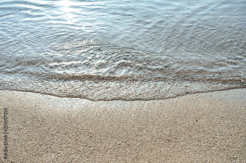 clean ocean waves with the sun light reflection