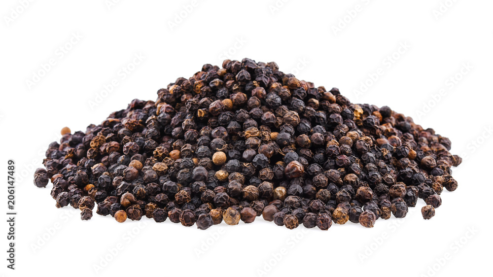 Black pepper corns isolated on white background Black pepper corns isolated on white background