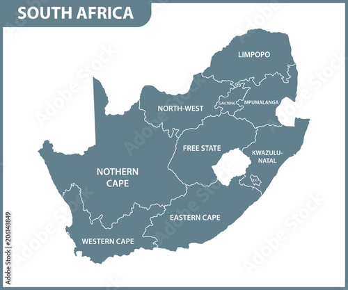 The detailed map of South Africa with regions or states. Administrative division