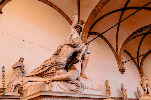 Sculpture Rape Poliksena of Pio Fedi in Loggia de Lanzi, Florence photo