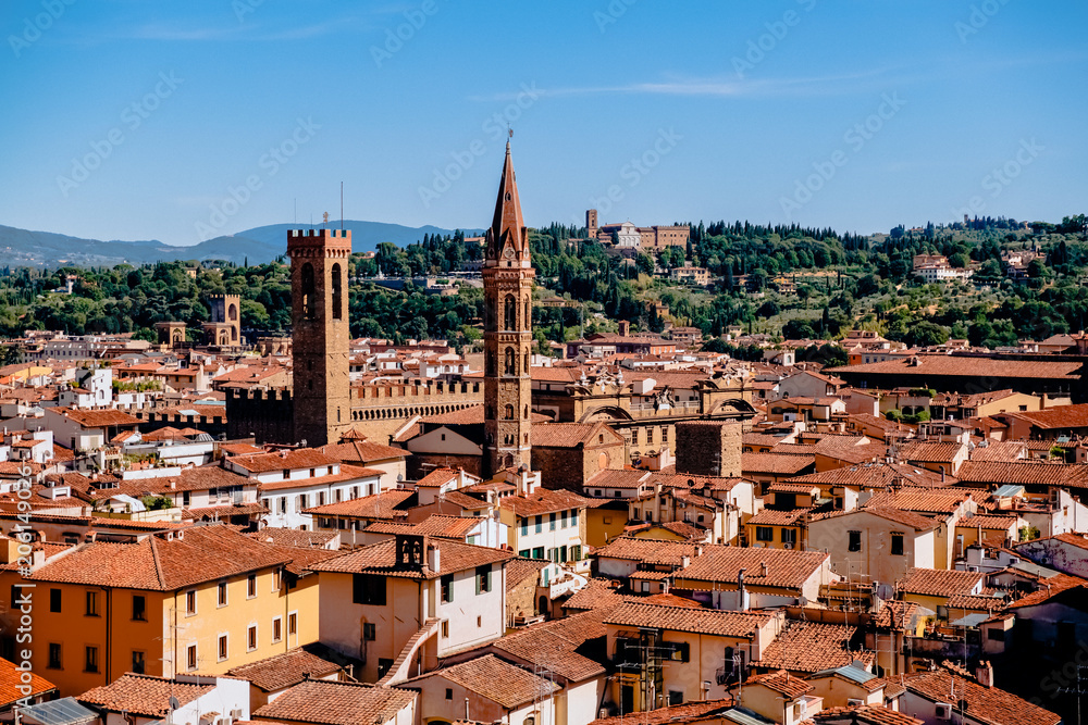 beautiful cityscape with historic buildings and rooftops in florence, italy