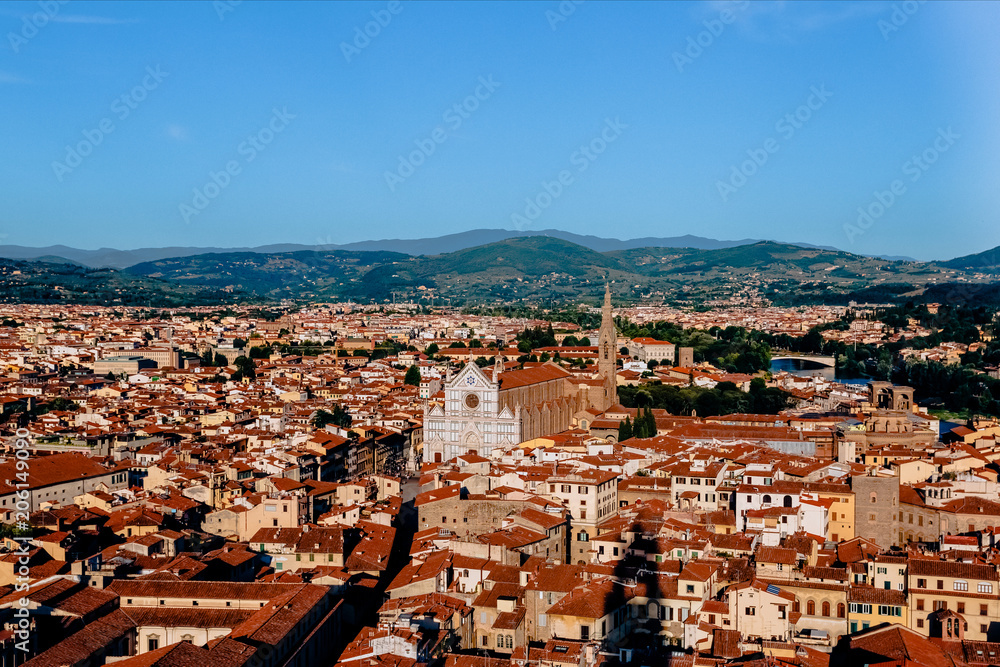 beautiful cityscape with ancient historic buildings in florence, italy