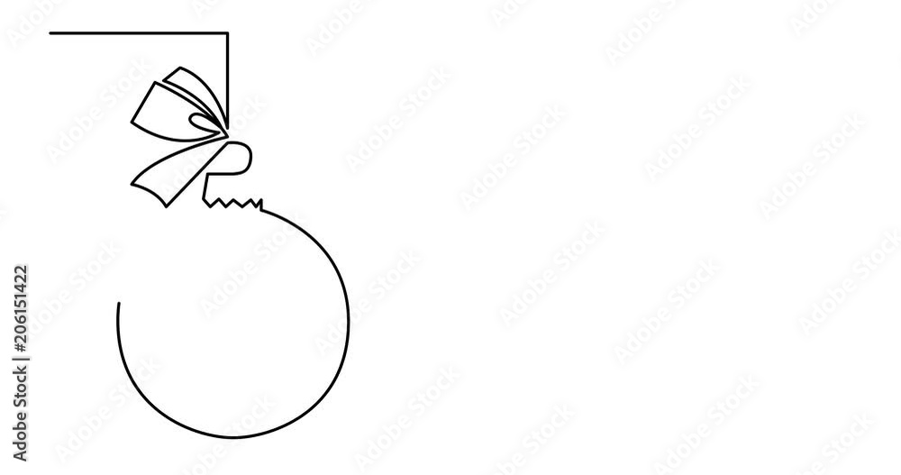 Self drawing animation of continuous line drawing of Christmas tree decoration Self drawing animation of continuous line drawing of Christmas tree decoration