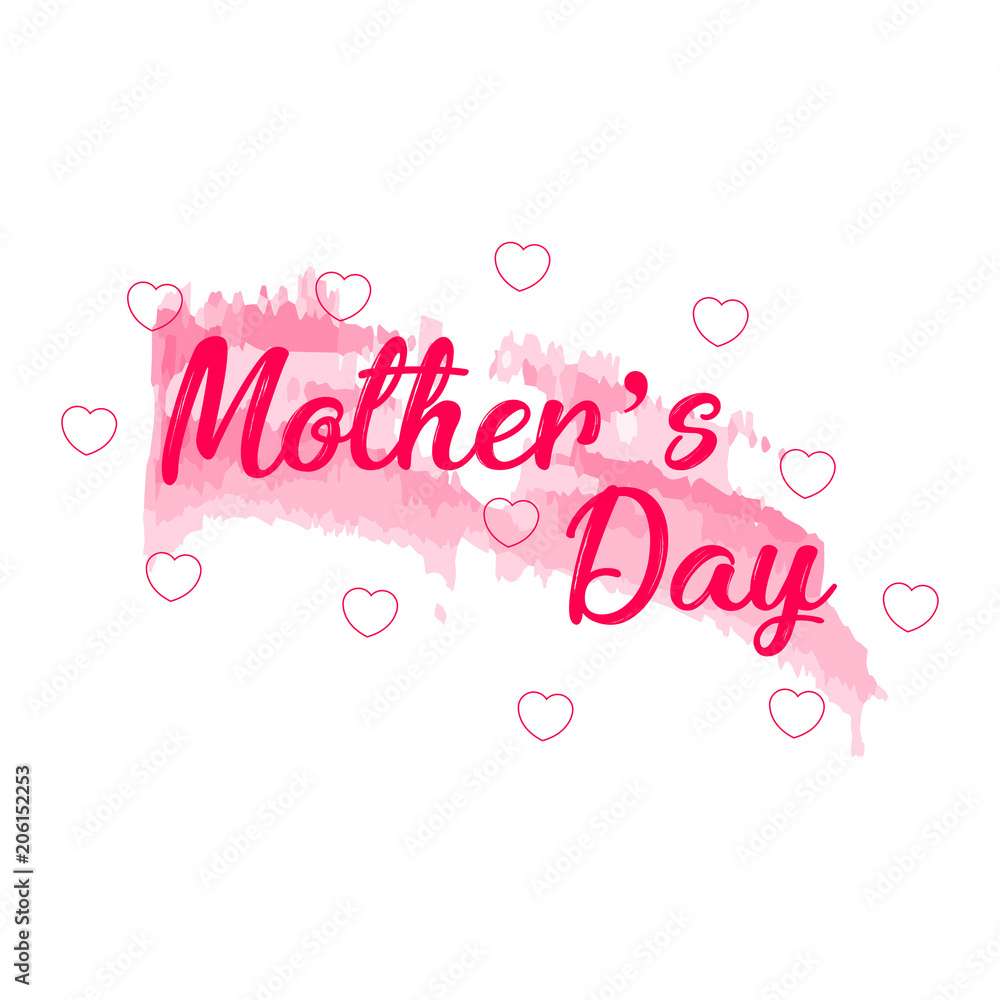 Mother day. Text with hearts