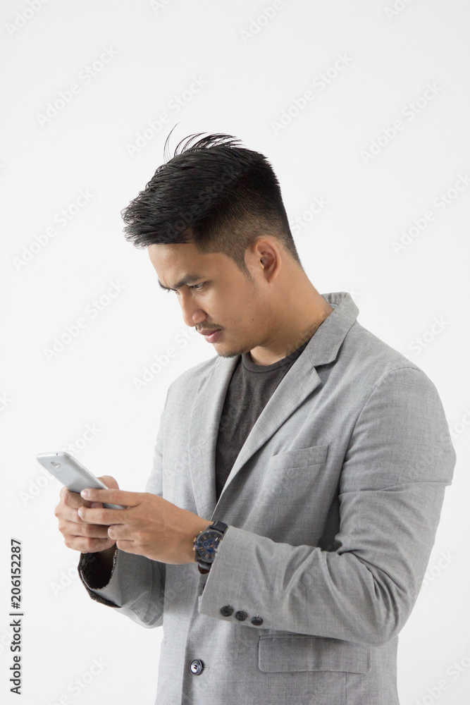Asian Young Business with smart cell phone Asian Young Business with smart cell phone
