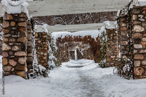 Wallpaper Mural Empty walkway through tunnel during winter time Torontodigital.ca