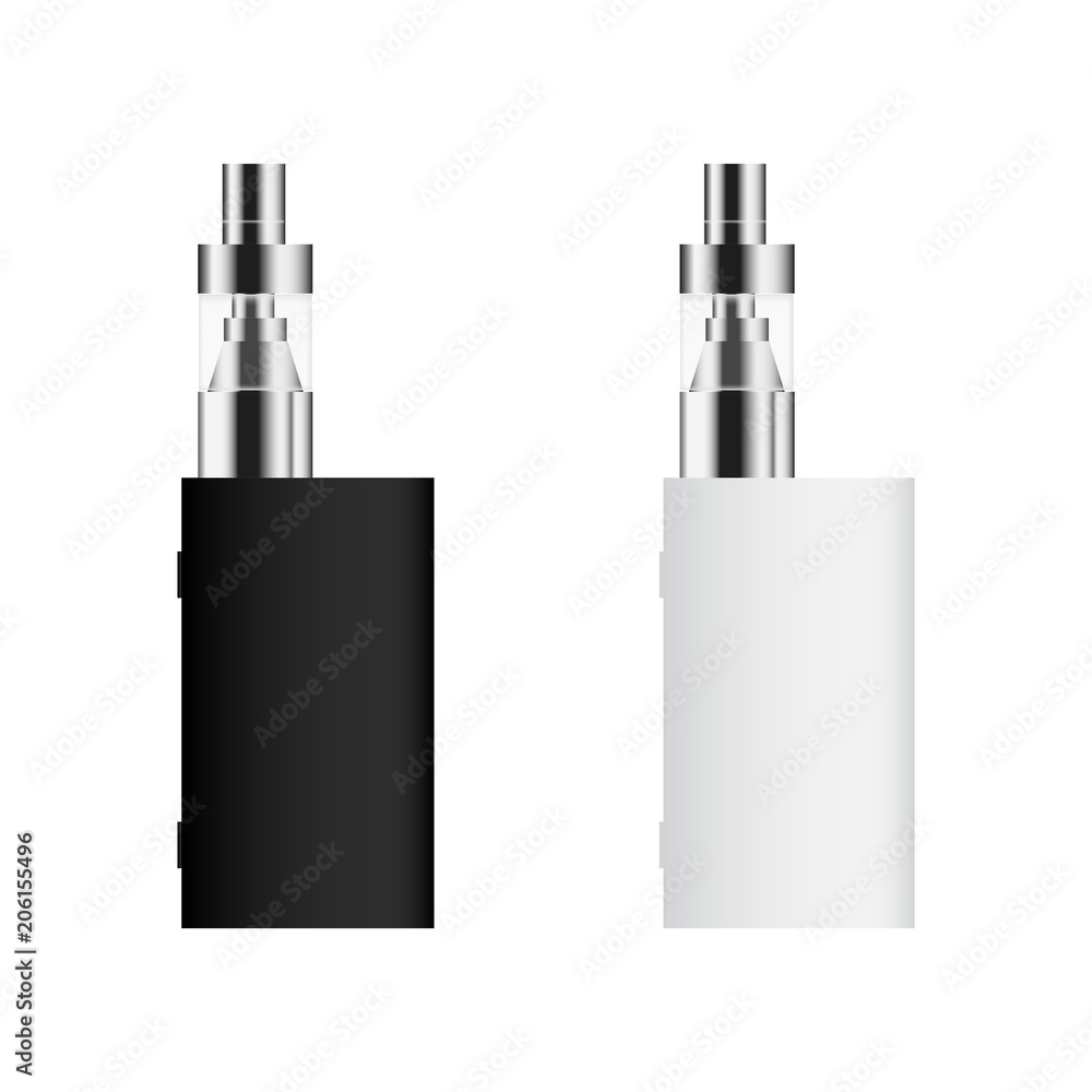 Realistic white and black electron cigarette. Vector. Realistic white and black electron cigarette. Vector.