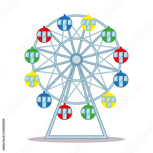 Colorful ferris wheel on white background