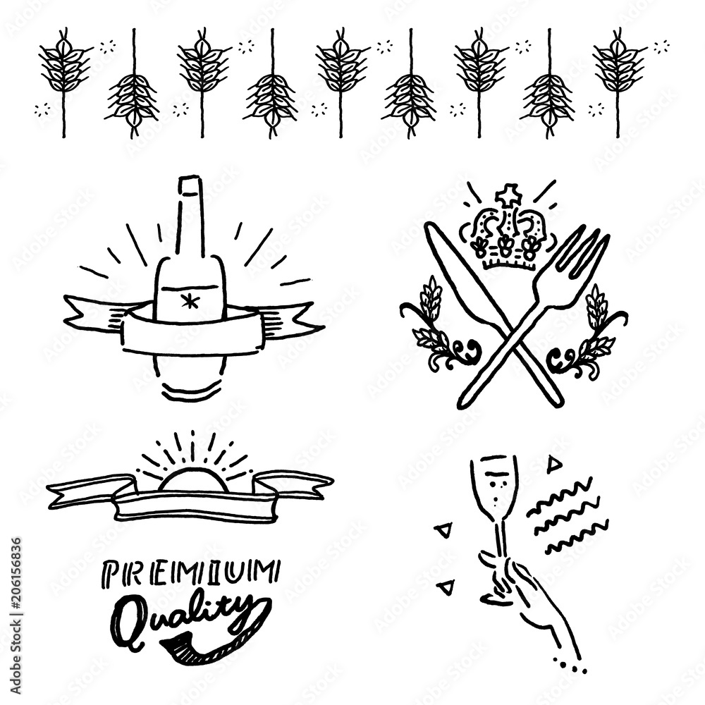 手描き ロゴ ラベル イラスト セット Stock Vector Adobe Stock