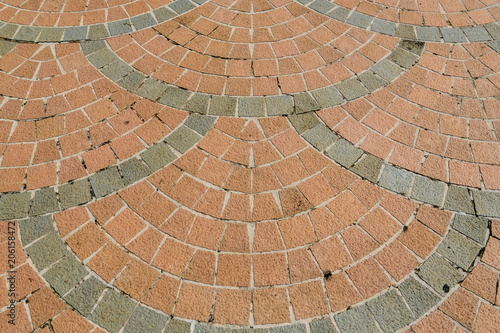 Brick paving stones on a sidewalk