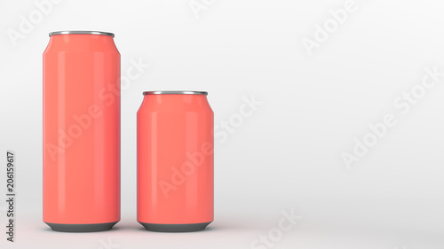 Big and small red soda cans mockup