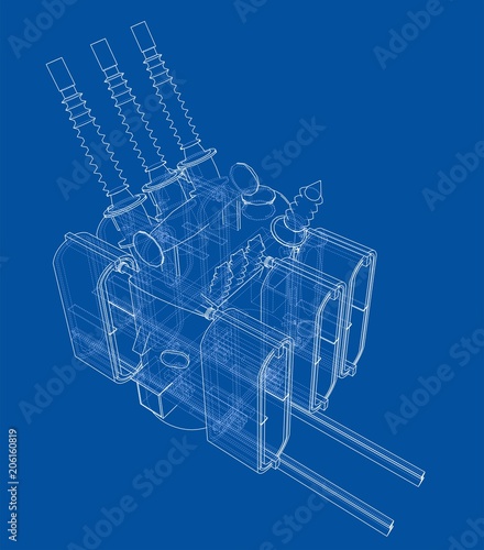 Power transformer concept. Vector