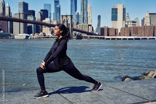 Photography Pretty Black Woman Stretches Before Her Run