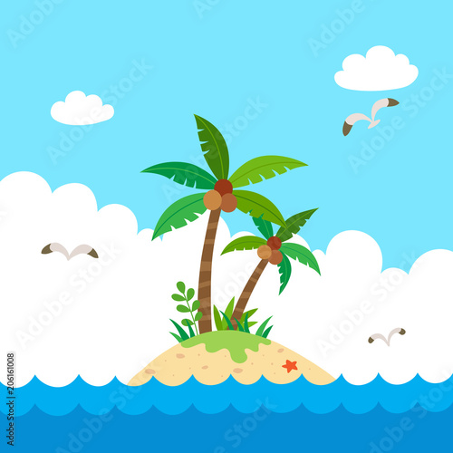 Tropical island in the ocean.Summer vacation landscape