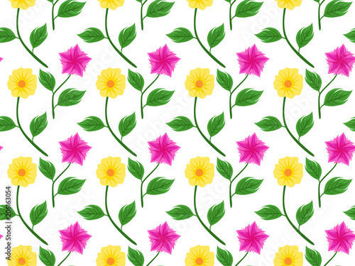 flower and leaves seamless pattern © andinur