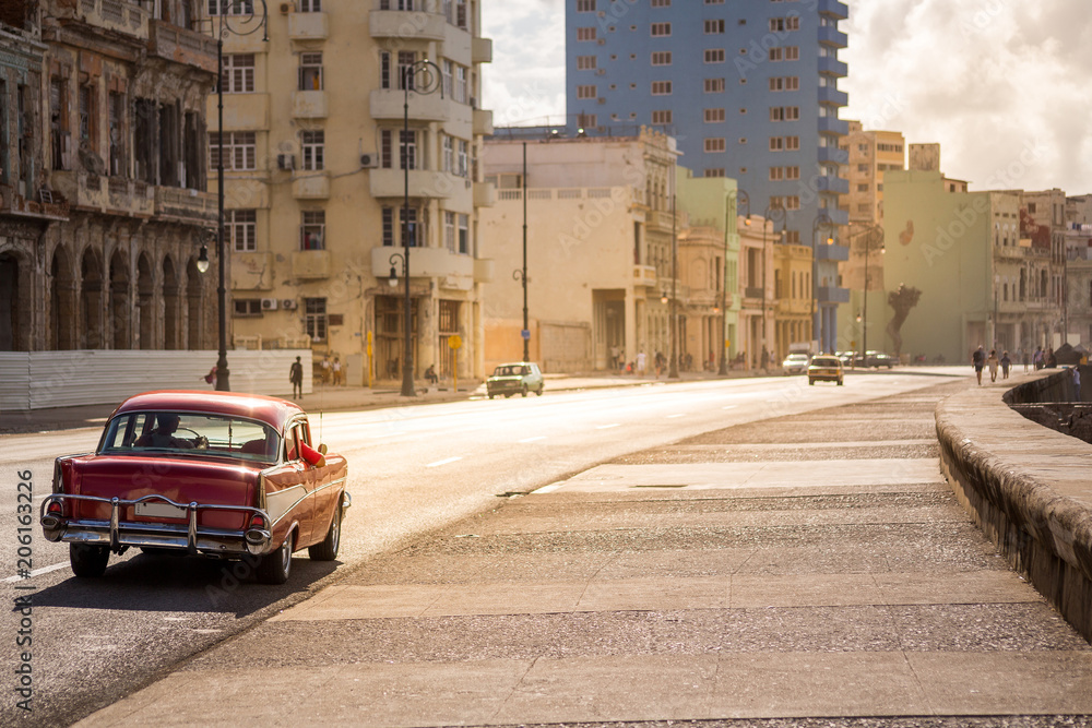 Classic car on the Malecon in Havana, Cuba
