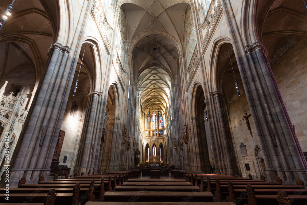 Interior inside St. Vitus Cathedral in Prague