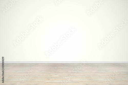 Empty room with white wall and wooden floor
