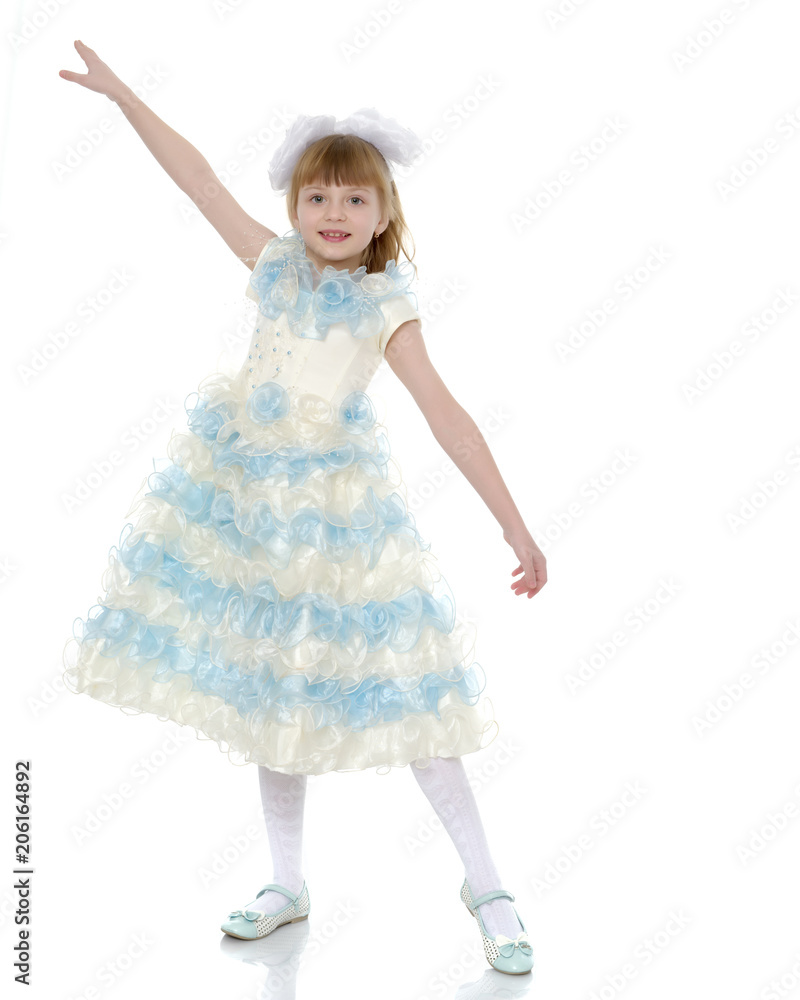 Naklejka premium Little princess in white dress