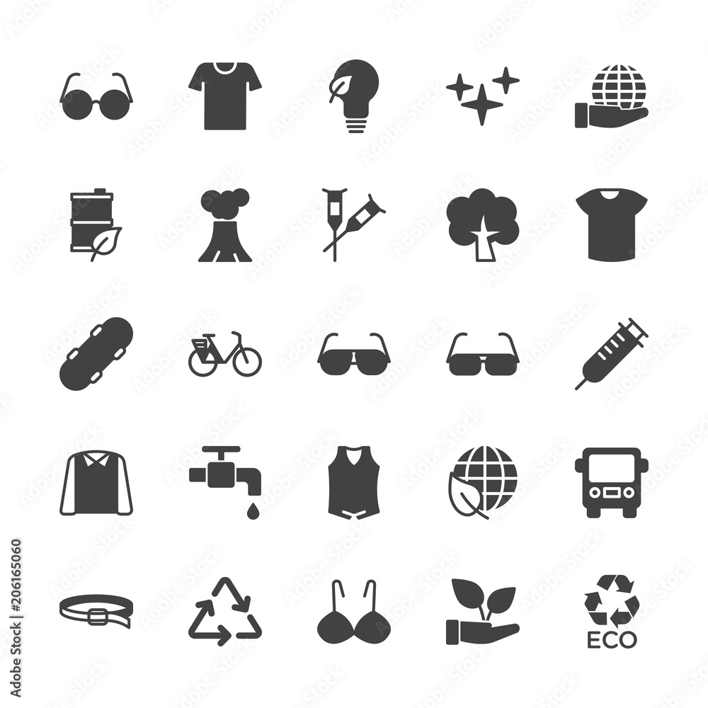 Obraz premium Modern Simple Set of transports, health, clothes, nature Vector fill Icons. Contains such Icons as waste, galaxy, template, bikini, bra and more on white background. Fully Editable. Pixel Perfect.