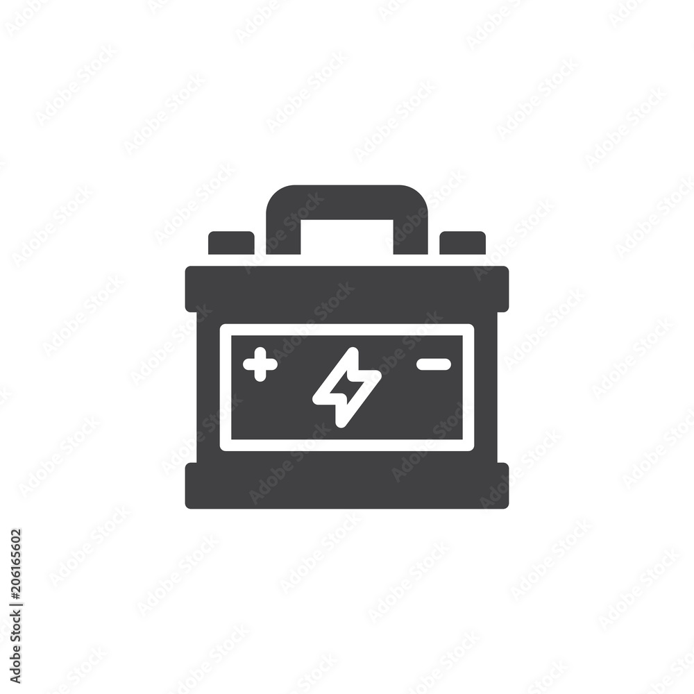 Car battery vector icon. filled flat sign for mobile concept and web design. Accumulator simple solid icon. Symbol, logo illustration. Pixel perfect vector graphics