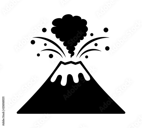Volcano eruption with lava and smoke flat vector icon for apps and websites