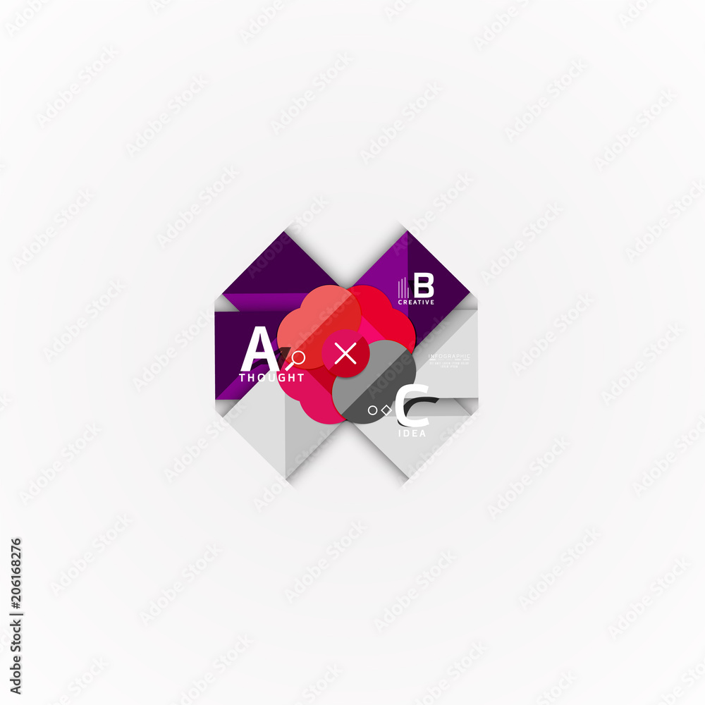 Abstract geometric option infographic banners, a b c steps process Abstract geometric option infographic banners, a b c steps process