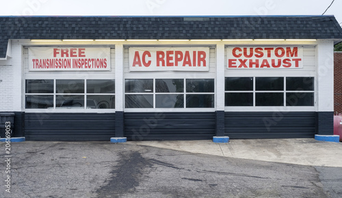 Auto repair shop bays shade tree mechanic deals transmission air conditioning exhaust