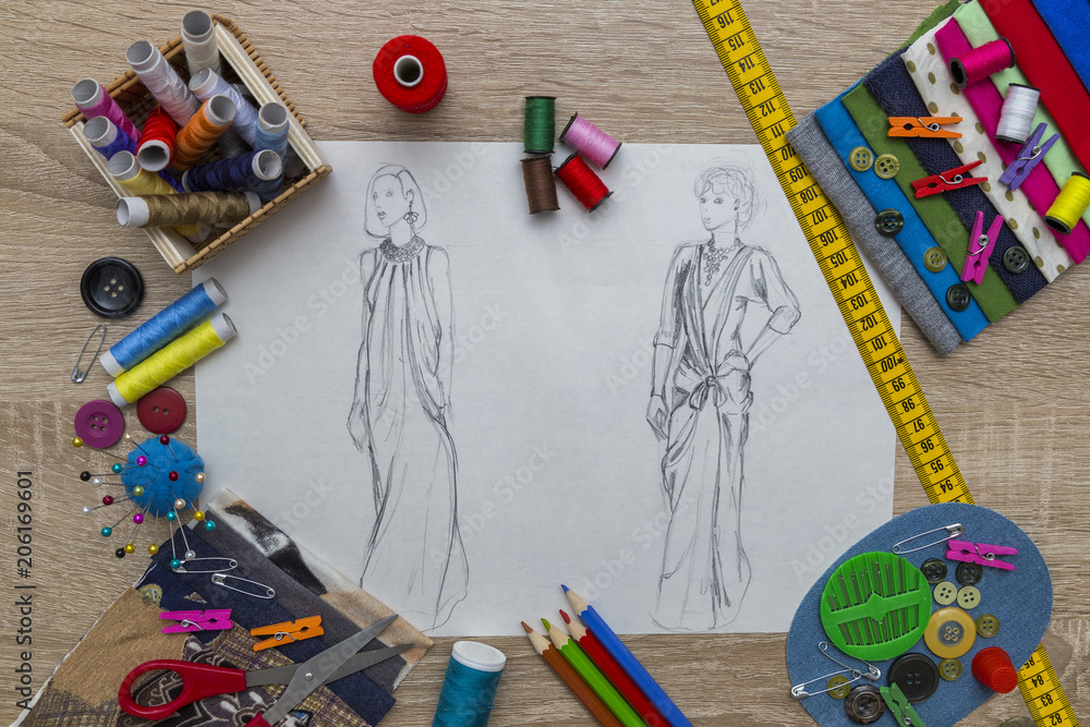 Fototapeta premium fashion designer sketch