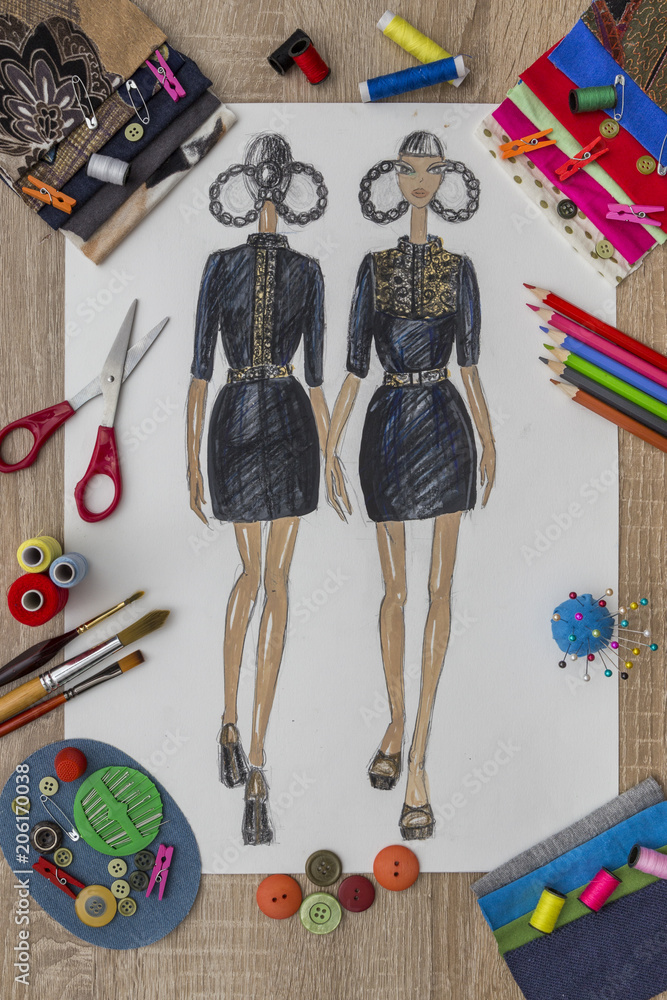 Dress Pencil Sketch Fashion Design Hdr 8k · Creative Fabrica