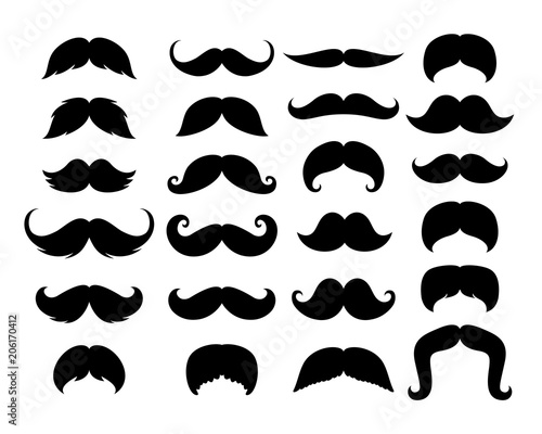 Fotografie, Obraz Black Hipster Mustache Icon Set