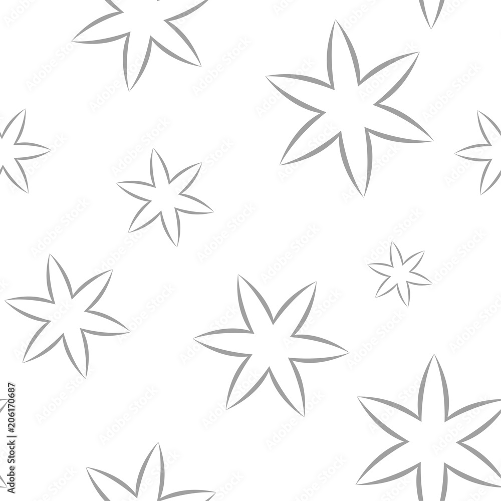 Gray floral seamless pattern on white background