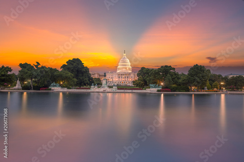Capitol building sunset congress of USA Washington DC US photo