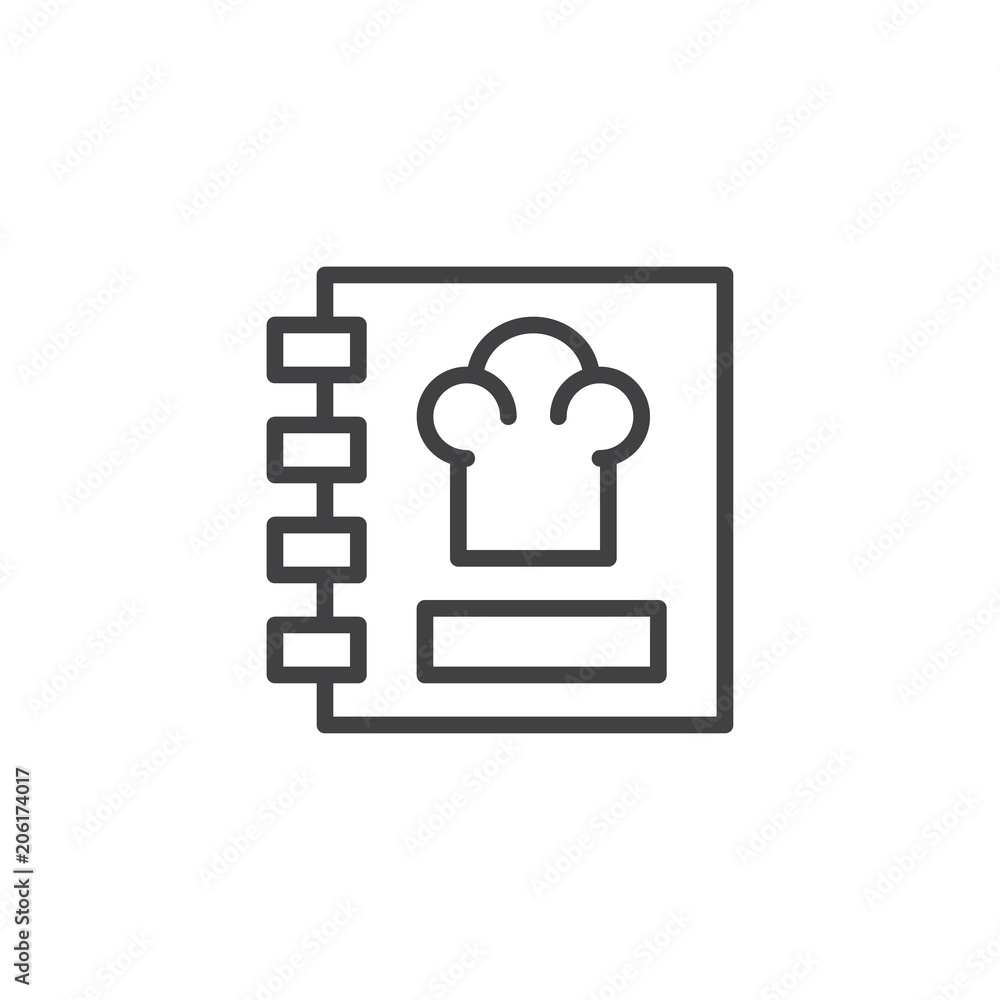 Recipe book outline icon. linear style sign for mobile concept and web design. Cooking book simple line vector icon. Menu symbol, logo illustration. Pixel perfect vector graphics Recipe book outline icon. linear style sign for mobile concept and web design. Cooking book simple line vector icon. Menu symbol, logo illustration. Pixel perfect vector graphics