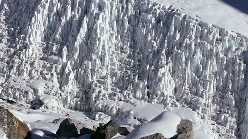 Giant icefall Khumbu at the foot of Mount Everest (8848 m).