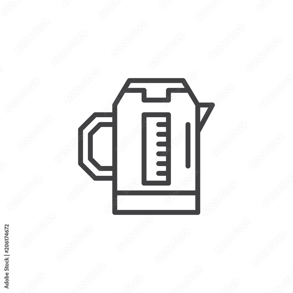 Electric kettle outline icon. linear style sign for mobile concept and web design. Household equipment simple line vector icon. Symbol, logo illustration. Pixel perfect vector graphics Electric kettle outline icon. linear style sign for mobile concept and web design. Household equipment simple line vector icon. Symbol, logo illustration. Pixel perfect vector graphics