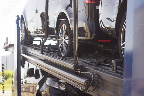 Slika na platnu The truck transports premium-class cars, a