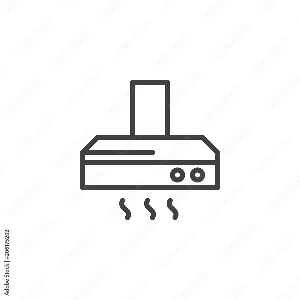 Exhaust hood outline icon. linear style sign for mobile concept and web design. Kitchen ventilation simple line vector icon. Symbol, logo illustration. Pixel perfect vector graphics Exhaust hood outline icon. linear style sign for mobile concept and web design. Kitchen ventilation simple line vector icon. Symbol, logo illustration. Pixel perfect vector graphics