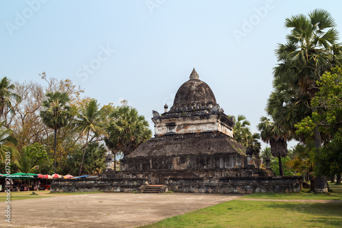 That Mak Mo   Watermelon Stupa   at the Wat Visounnarath  also known as Wat Wisunarat or Wat Visoun  Temple. It s the oldest temple in Luang Prabang  Laos  built in 1512. Copy space.