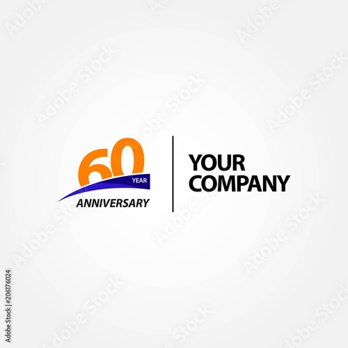 60 Year Anniversary Vector Template Design Illustration