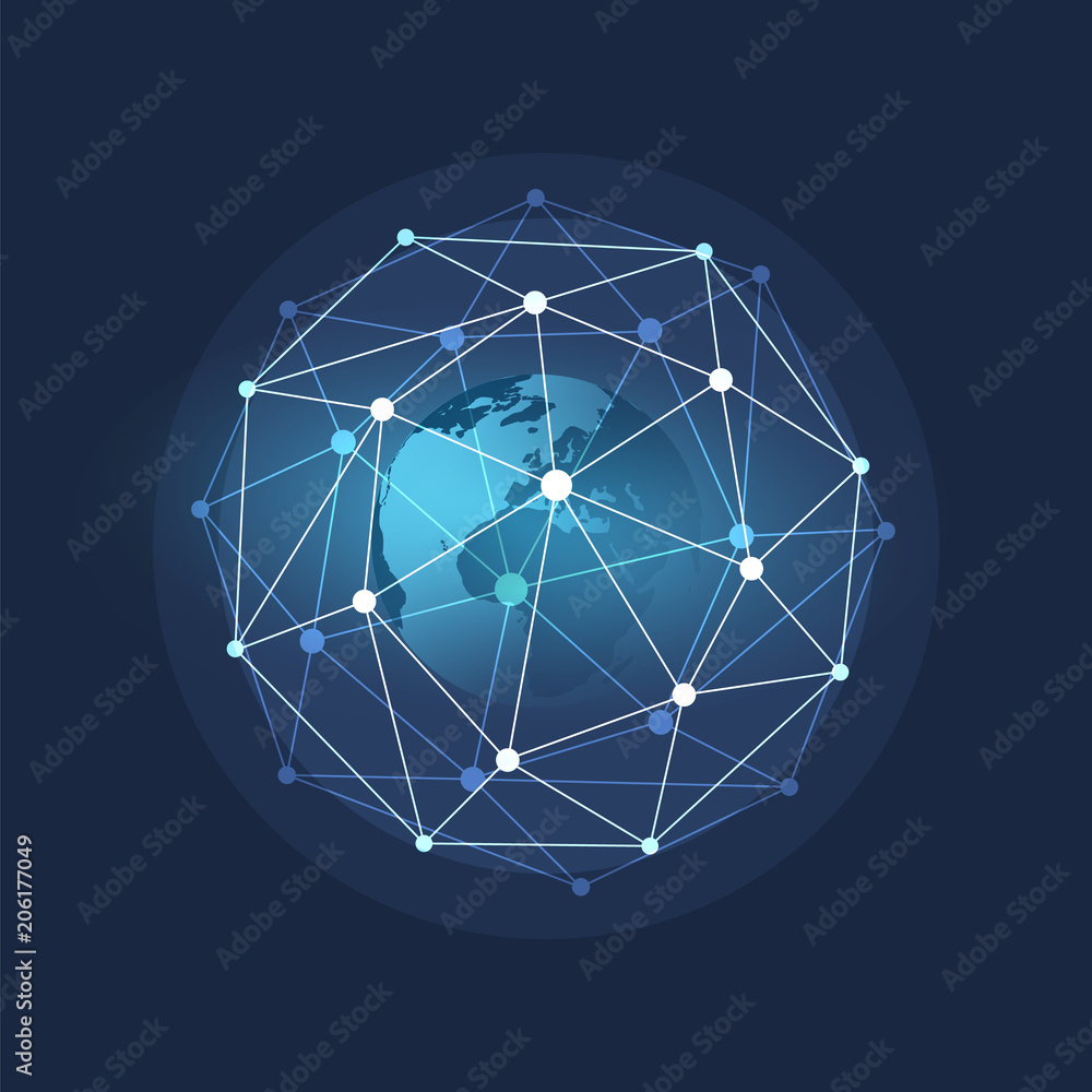 Cloud Computing and Networks Concept with Earth Globe - Abstract Global Digital Connections, Technology Background, Creative Design Element Template Cloud Computing and Networks Concept with Earth Globe - Abstract Global Digital Connections, Technology Background, Creative Design Element Template